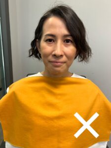 顔色がよく悪く明度・彩度の布を当てた写真