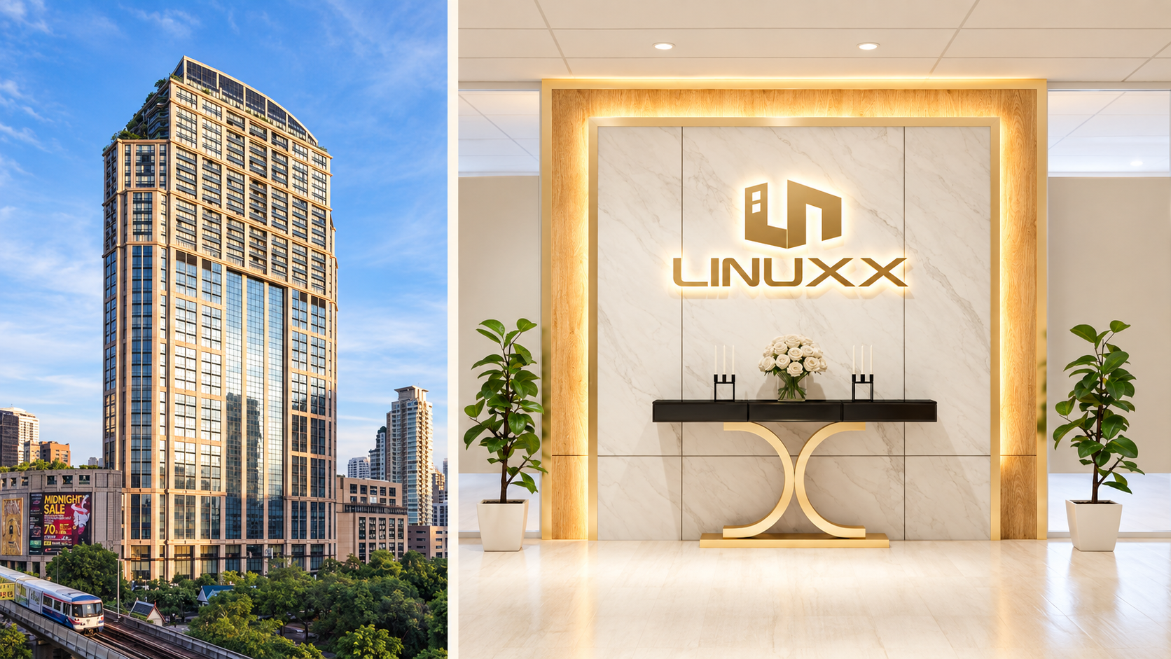 Emporium Tower exterior and Linuxx Serviced Offices reception